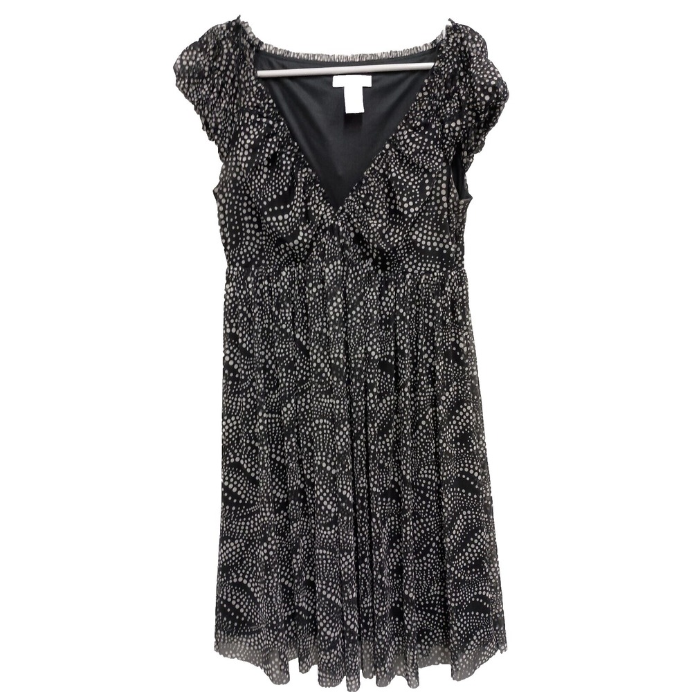 VTG 90s London Times Babydoll Dress Womens 10 Black White Polka Dot Whimsygoth